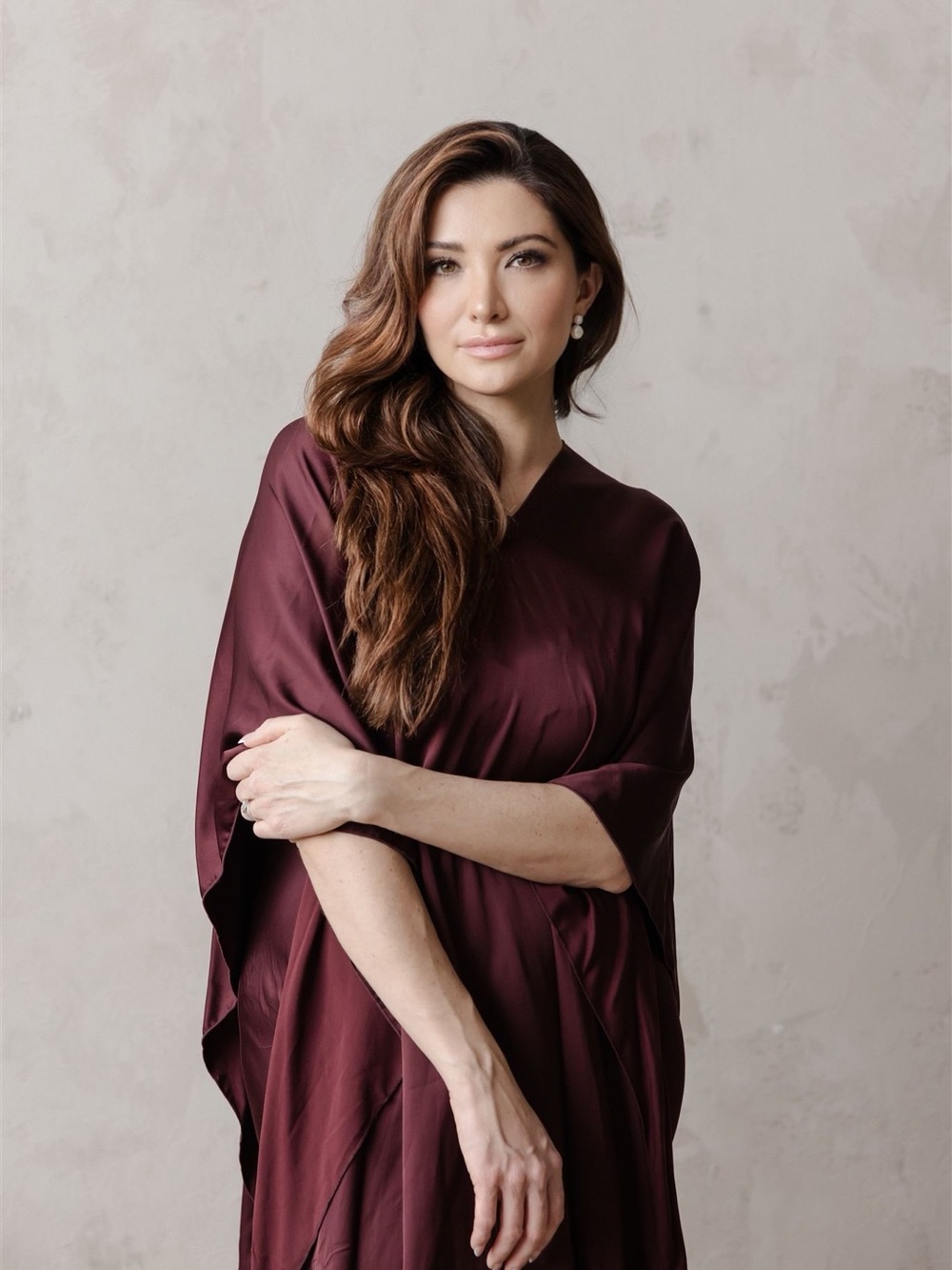 Elegant Flowing Burgundy Cape
